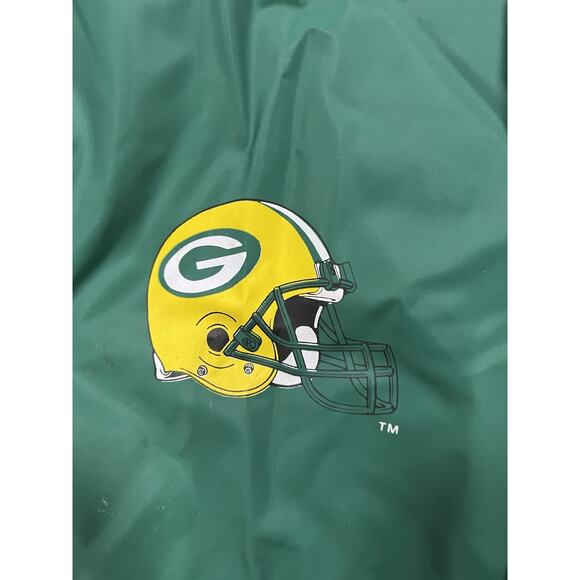Vintage Green Bay Packers Game Day Jacket XL Hooded Rain Coat Yellow Lining - Picture 3 of 13